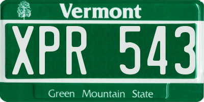 VT license plate XPR543