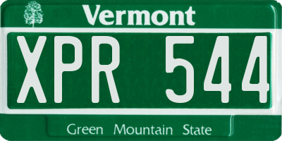 VT license plate XPR544