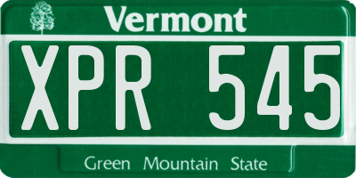 VT license plate XPR545