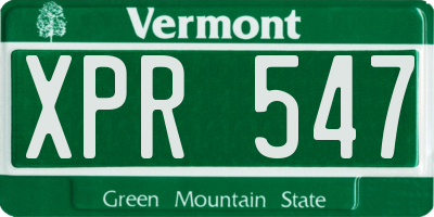 VT license plate XPR547