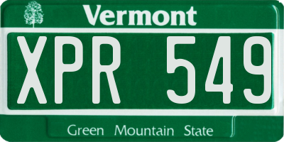 VT license plate XPR549