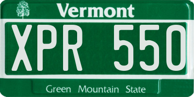 VT license plate XPR550
