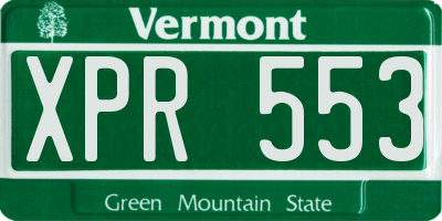 VT license plate XPR553