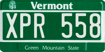 VT license plate XPR558