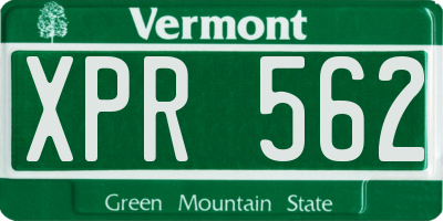 VT license plate XPR562