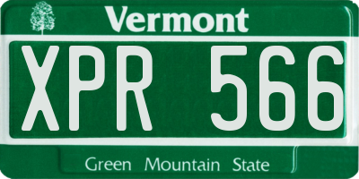 VT license plate XPR566