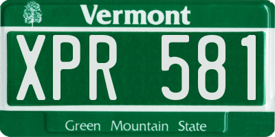 VT license plate XPR581