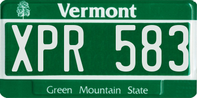 VT license plate XPR583