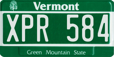 VT license plate XPR584