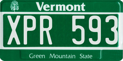 VT license plate XPR593