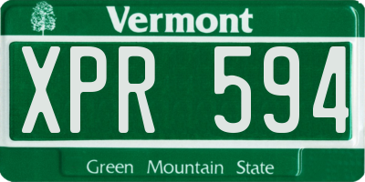 VT license plate XPR594
