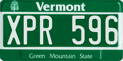 VT license plate XPR596