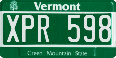 VT license plate XPR598
