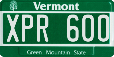 VT license plate XPR600