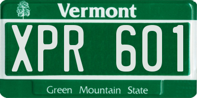 VT license plate XPR601