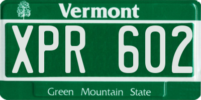 VT license plate XPR602