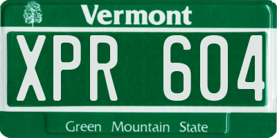 VT license plate XPR604