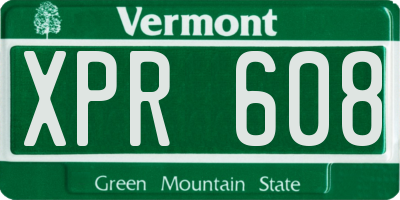 VT license plate XPR608