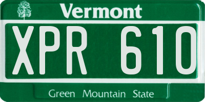 VT license plate XPR610