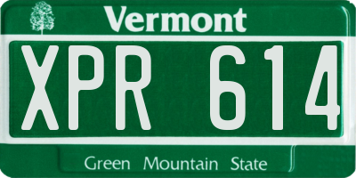 VT license plate XPR614