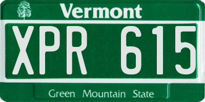 VT license plate XPR615