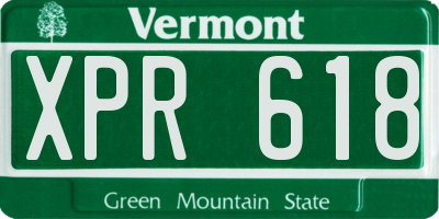 VT license plate XPR618