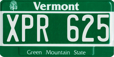 VT license plate XPR625