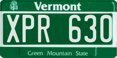 VT license plate XPR630