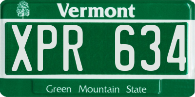 VT license plate XPR634