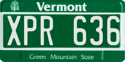 VT license plate XPR636