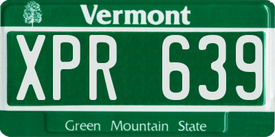 VT license plate XPR639