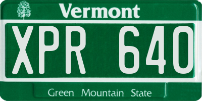 VT license plate XPR640
