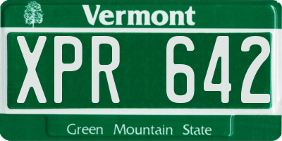 VT license plate XPR642