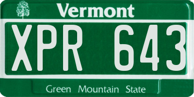 VT license plate XPR643