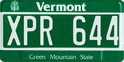 VT license plate XPR644