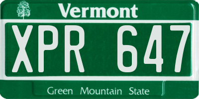 VT license plate XPR647