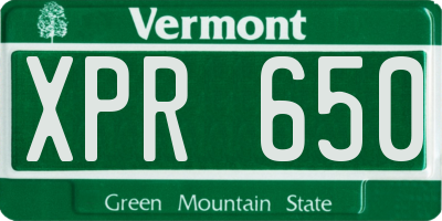 VT license plate XPR650