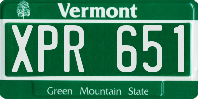 VT license plate XPR651