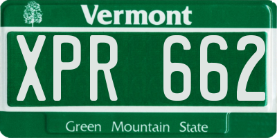 VT license plate XPR662