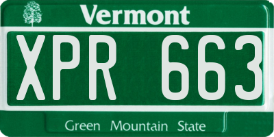 VT license plate XPR663
