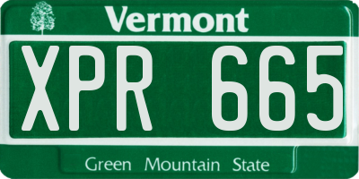 VT license plate XPR665