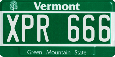 VT license plate XPR666