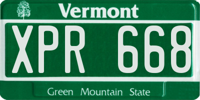 VT license plate XPR668