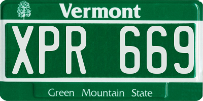 VT license plate XPR669