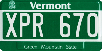 VT license plate XPR670