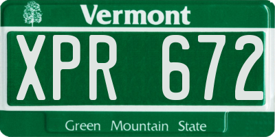 VT license plate XPR672