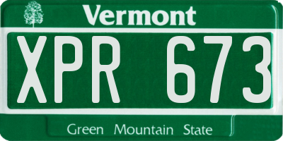 VT license plate XPR673