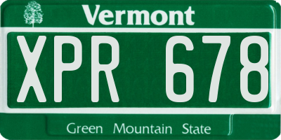 VT license plate XPR678