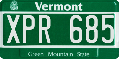VT license plate XPR685