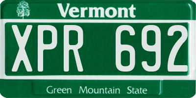 VT license plate XPR692